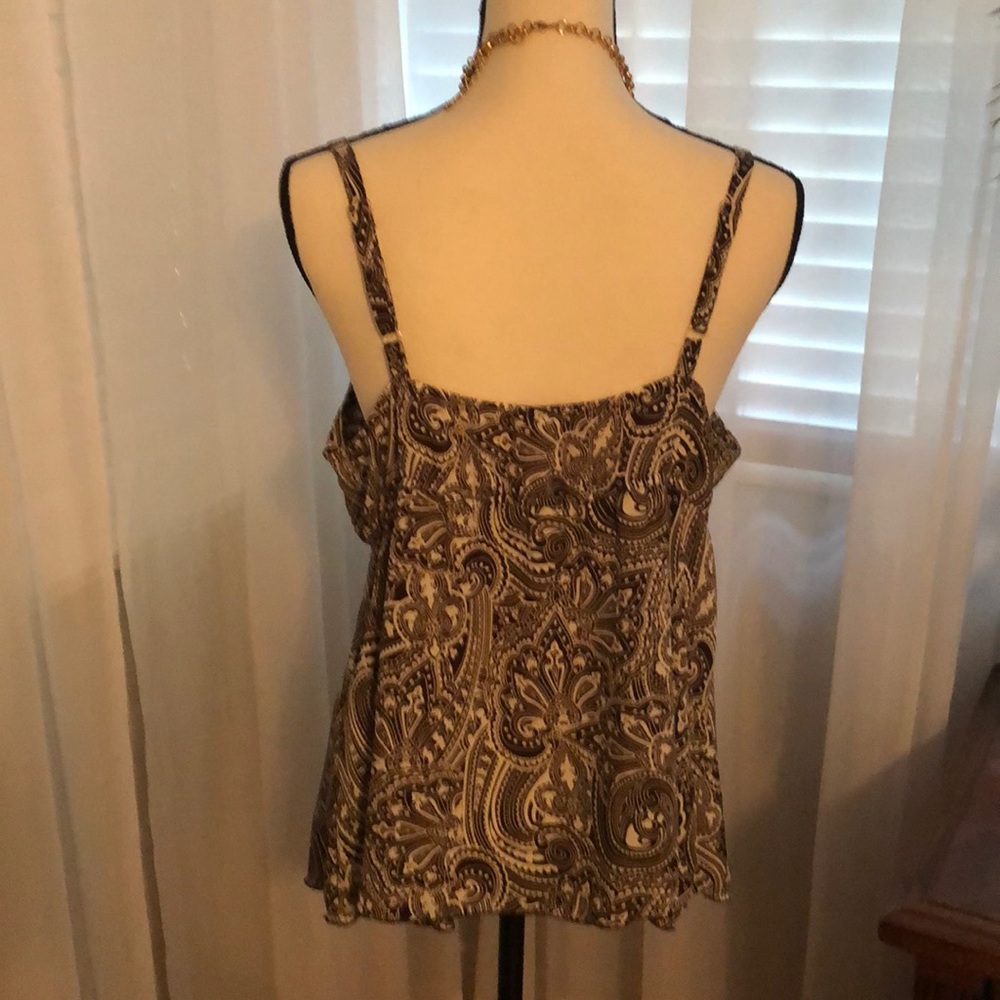 Paisley Tank Top in Brown and White! Size L - Picture 4 of 6